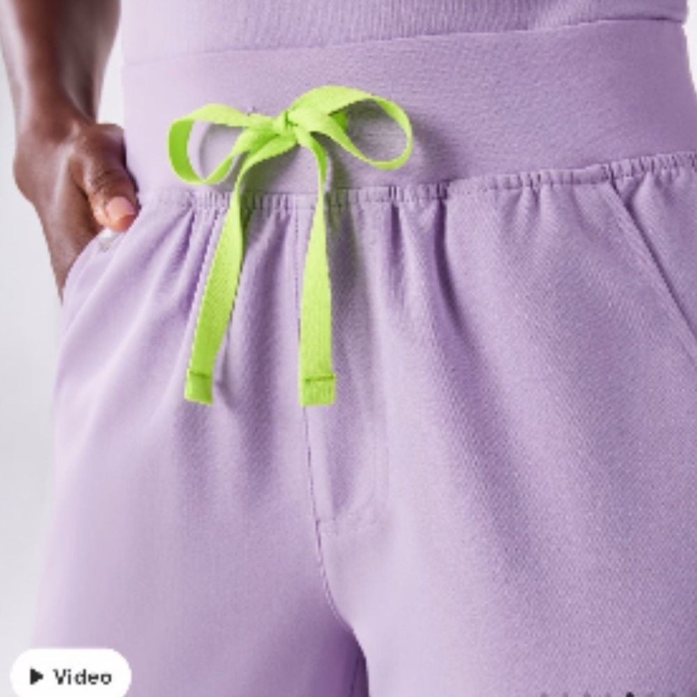 Figs Lavender Dew with Lime Drawstring Zamora Scrub Pants XXS
